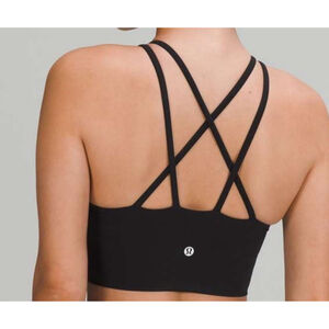 LULULEMON LIKE A CLOUD HIGH NECK LONG LINE BRA B/C BLACK COLOR SIZE 4 NWT